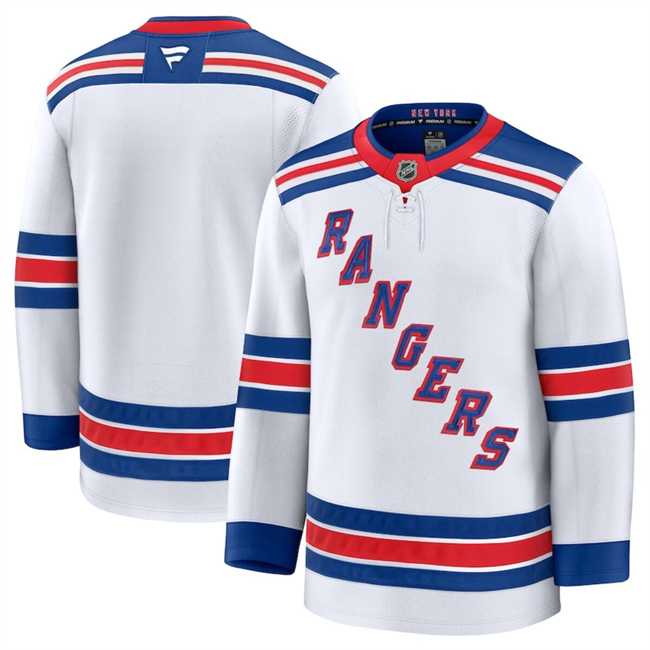 Men%27s New York Rangers Blank White 2024-25 Away Stitched Hockey Jersey Dzhi